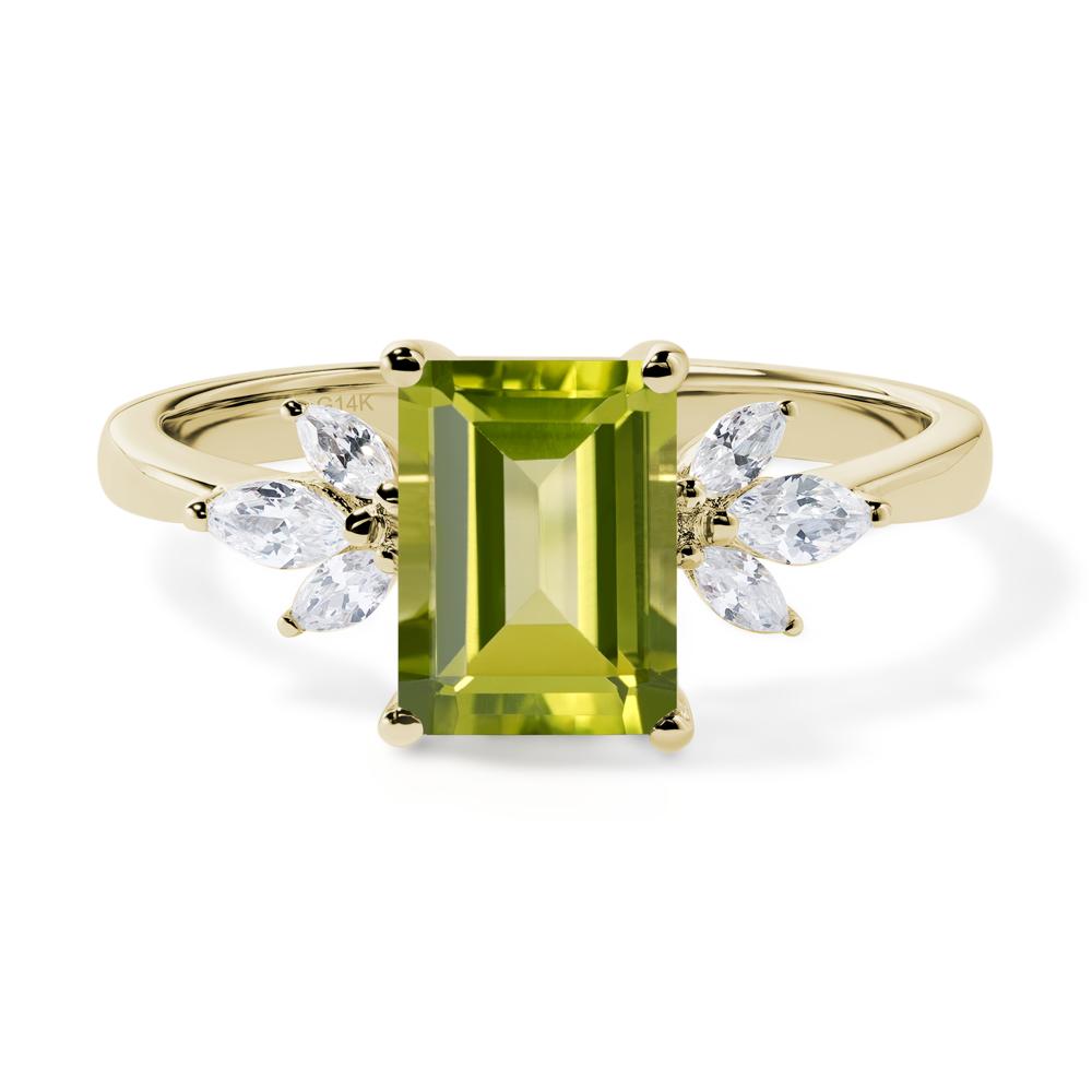 Peridot Ring Emerald Cut Wedding Ring - LUO Jewelry #metal_14k yellow gold