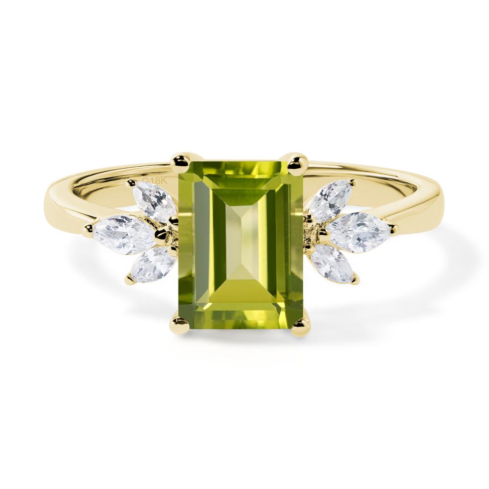 Peridot Ring Emerald Cut Wedding Ring - LUO Jewelry #metal_18k yellow gold