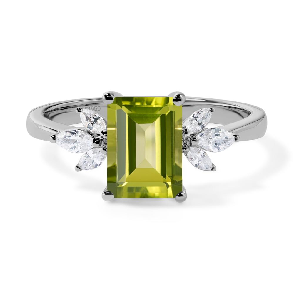 Peridot Ring Emerald Cut Wedding Ring - LUO Jewelry #metal_platinum