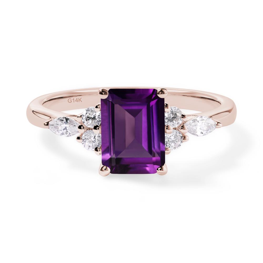 Simple Emerald Cut Amethyst Ring - LUO Jewelry #metal_14k rose gold