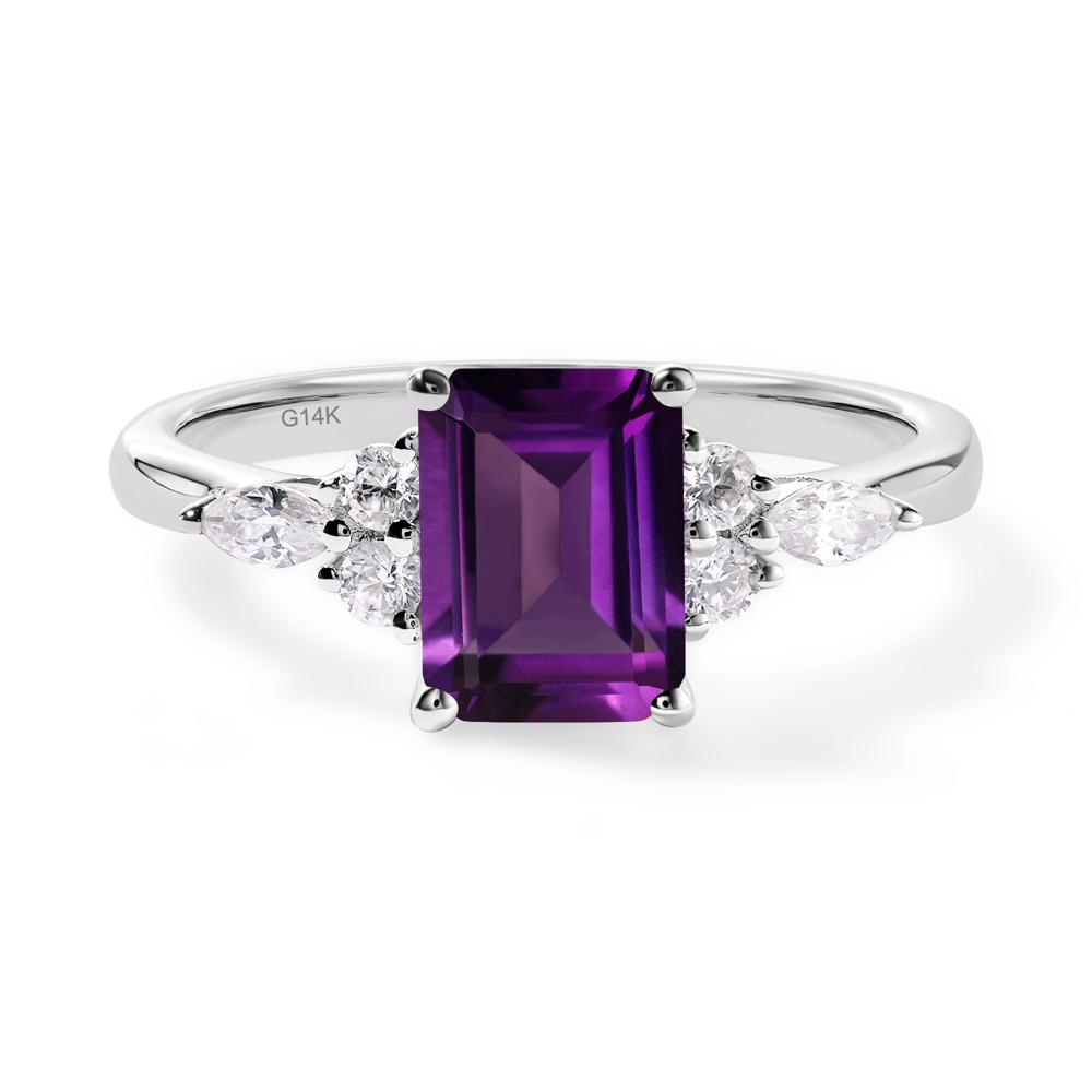 Simple Emerald Cut Amethyst Ring - LUO Jewelry #metal_14k white gold