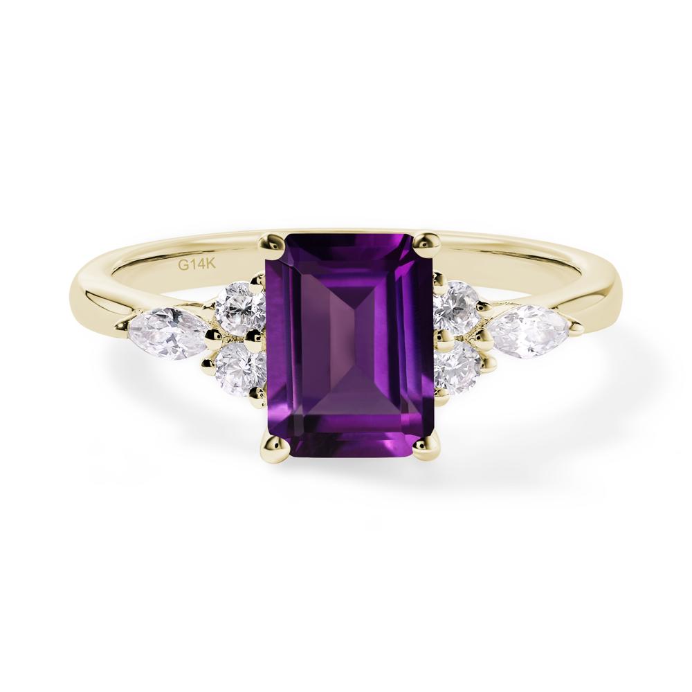 Simple Emerald Cut Amethyst Ring - LUO Jewelry #metal_14k yellow gold