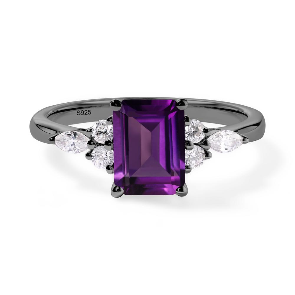 Simple Emerald Cut Amethyst Ring - LUO Jewelry #metal_black finish sterling silver