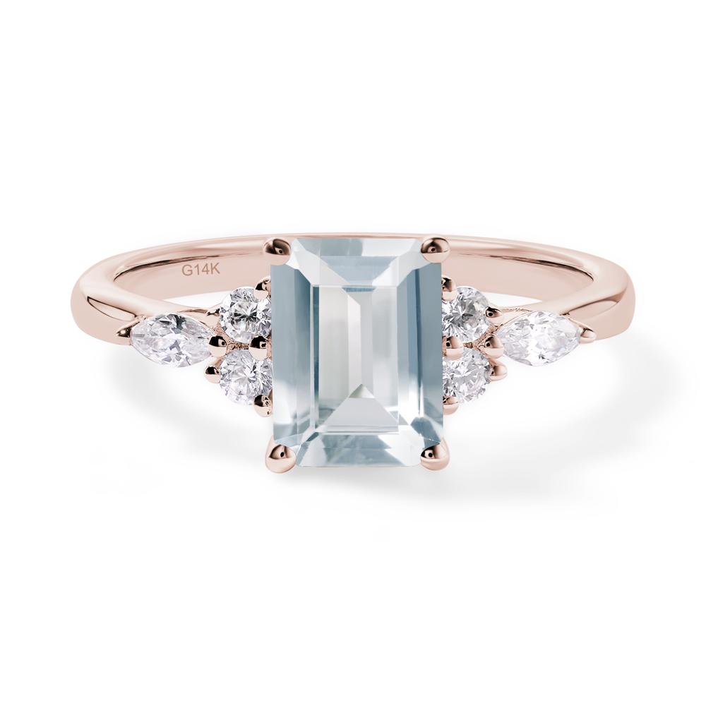 Simple Emerald Cut Aquamarine Ring - LUO Jewelry #metal_14k rose gold