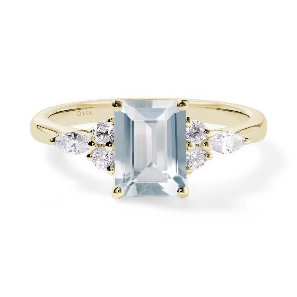 Simple Emerald Cut Aquamarine Ring - LUO Jewelry #metal_14k yellow gold