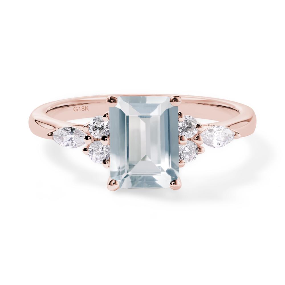 Simple Emerald Cut Aquamarine Ring - LUO Jewelry #metal_18k rose gold