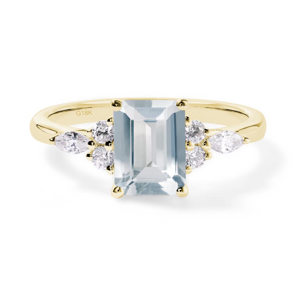 Simple Emerald Cut Aquamarine Ring - LUO Jewelry #metal_18k yellow gold