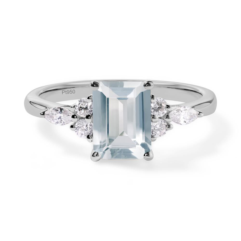 Simple Emerald Cut Aquamarine Ring - LUO Jewelry #metal_platinum