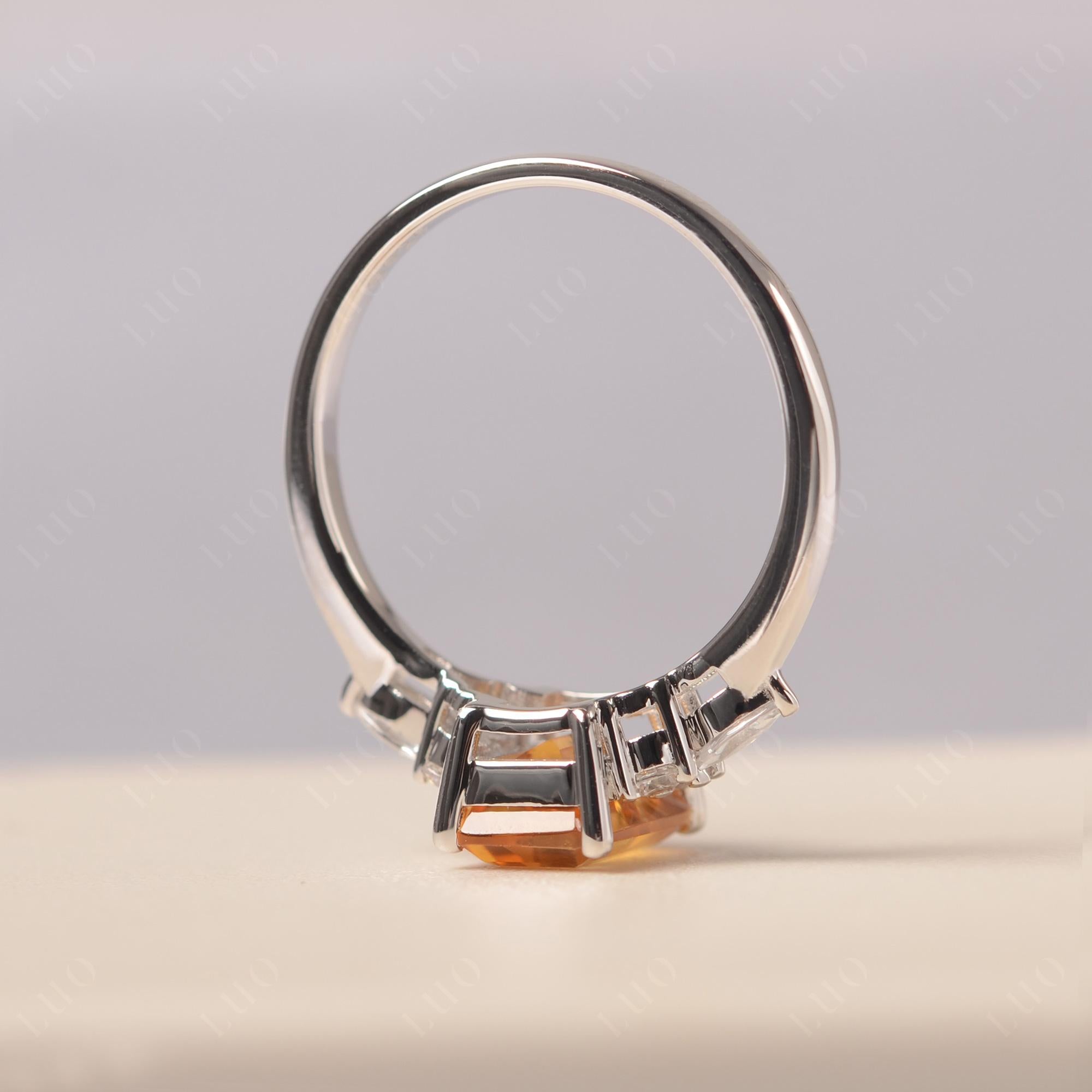 Simple Emerald Cut Citrine Ring - LUO Jewelry