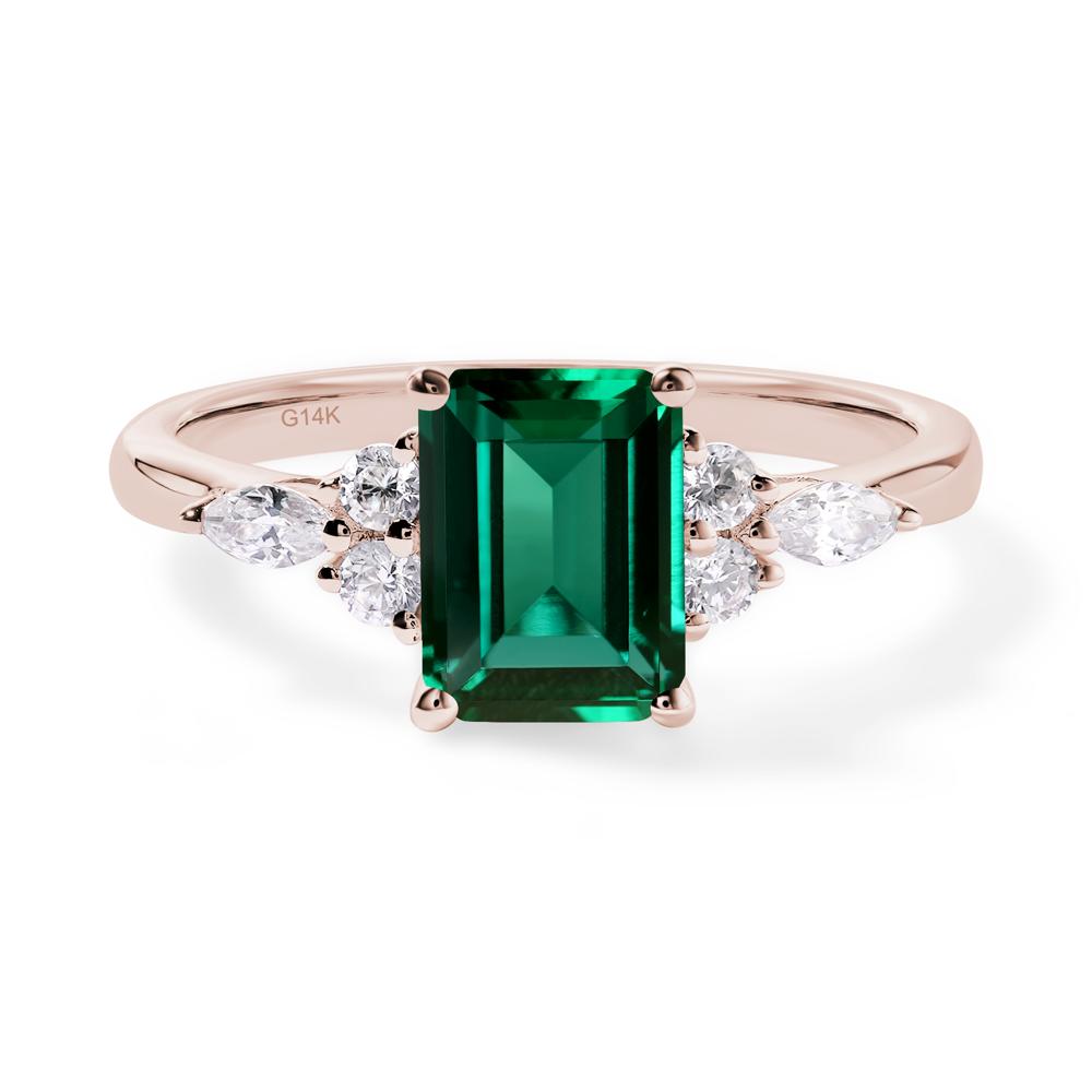 Simple Emerald Cut Emerald Ring - LUO Jewelry #metal_14k rose gold