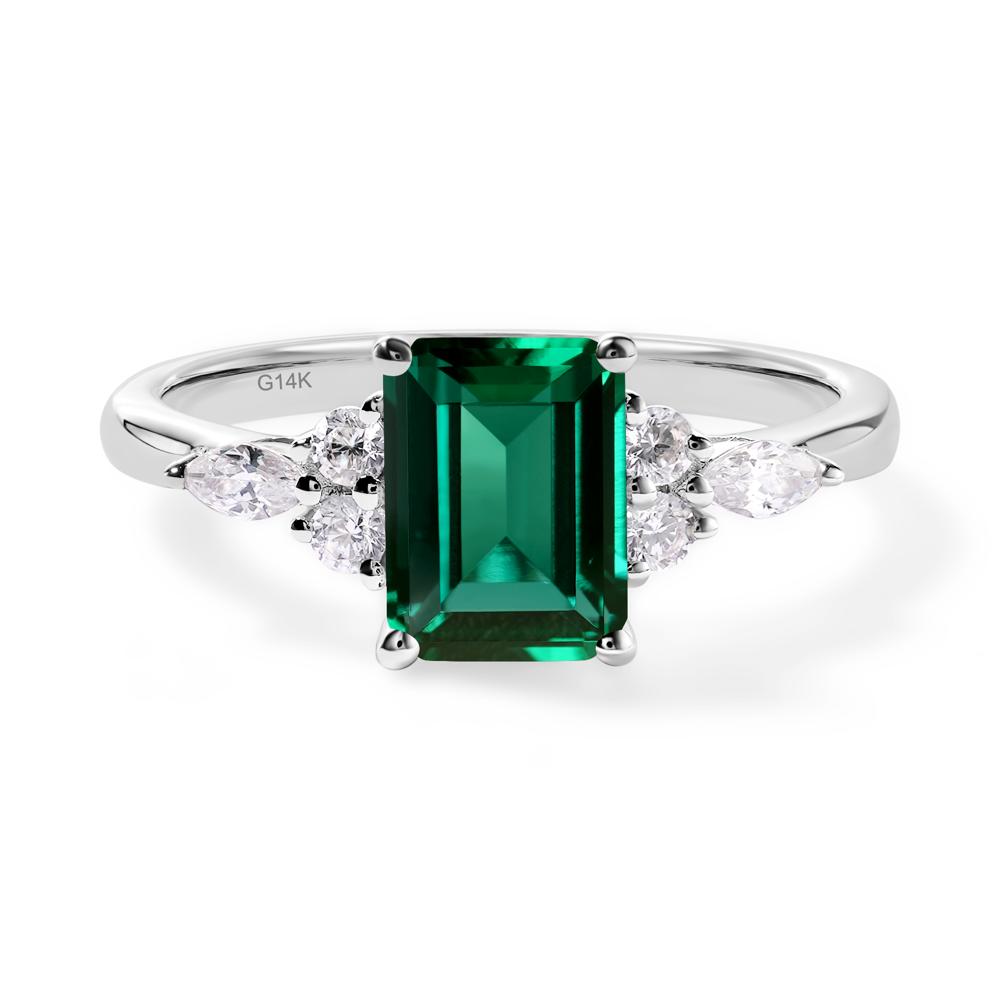 Simple Emerald Cut Emerald Ring - LUO Jewelry #metal_14k white gold
