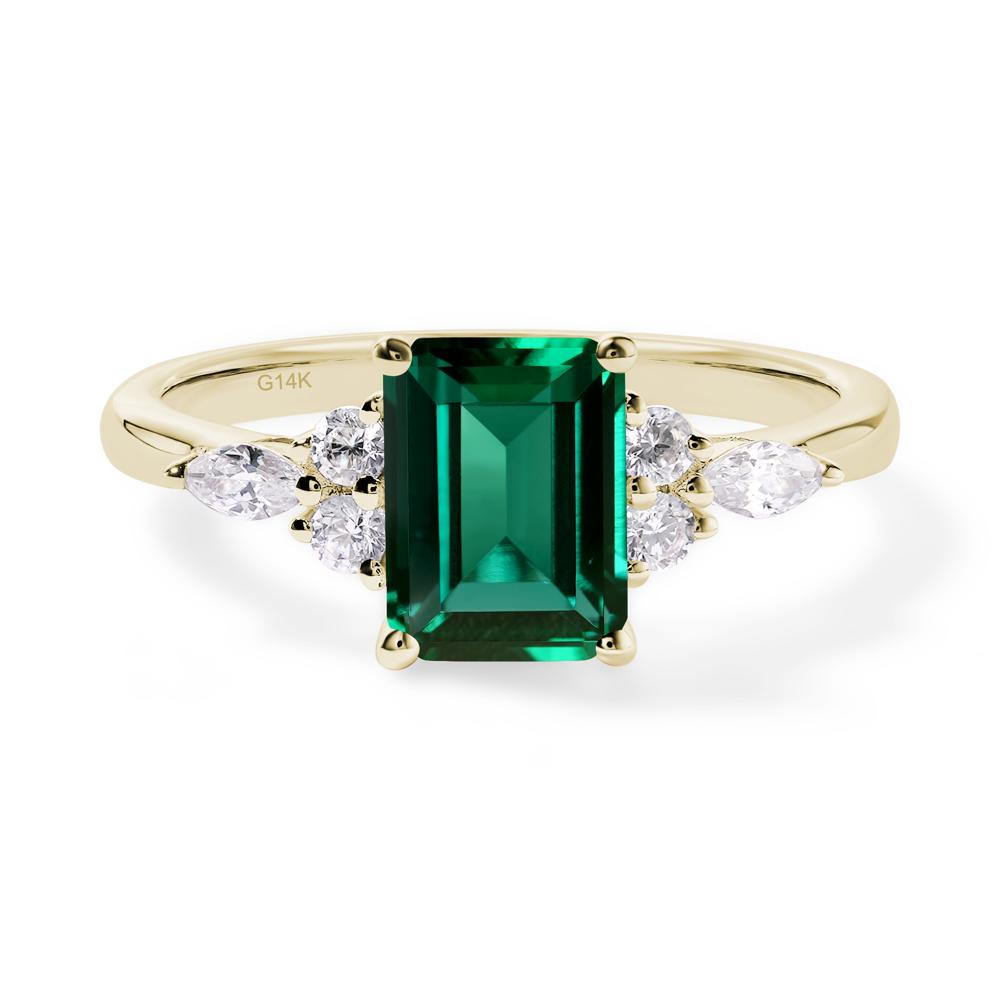 Simple Emerald Cut Emerald Ring - LUO Jewelry #metal_14k yellow gold