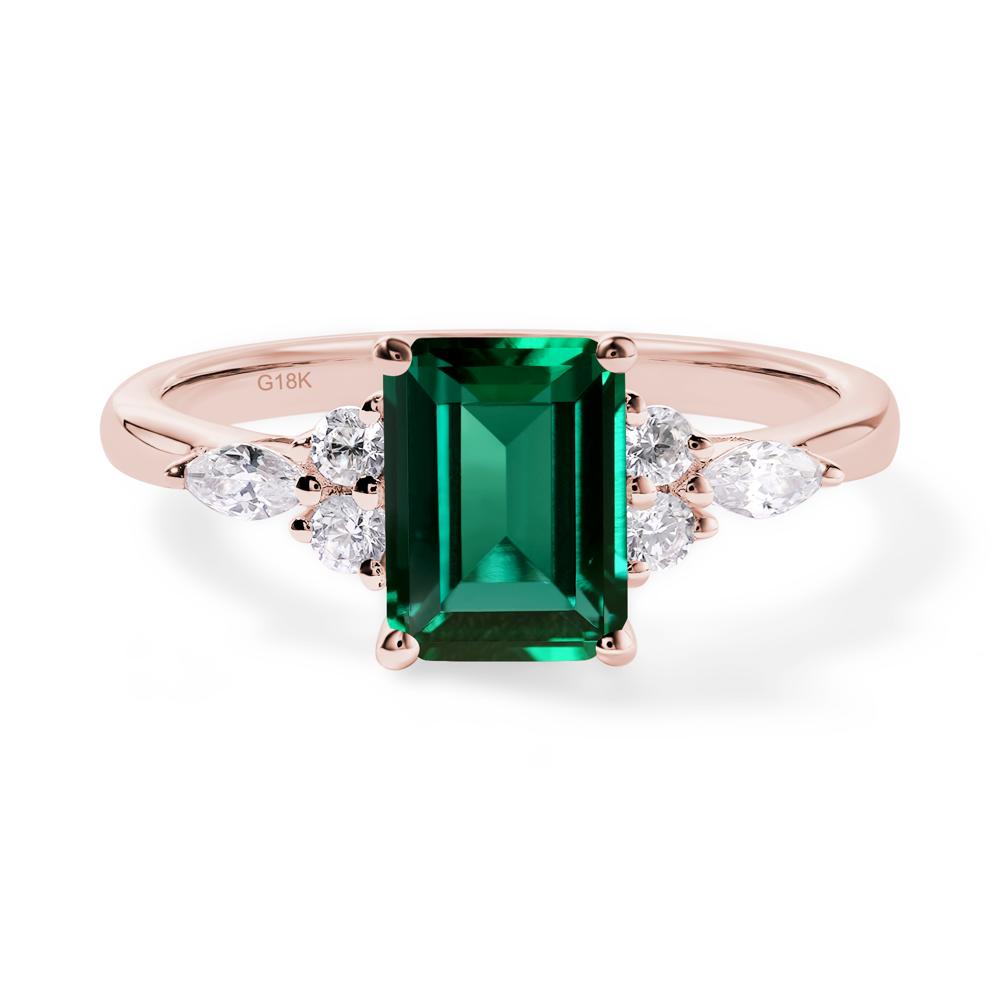 Simple Emerald Cut Emerald Ring - LUO Jewelry #metal_18k rose gold