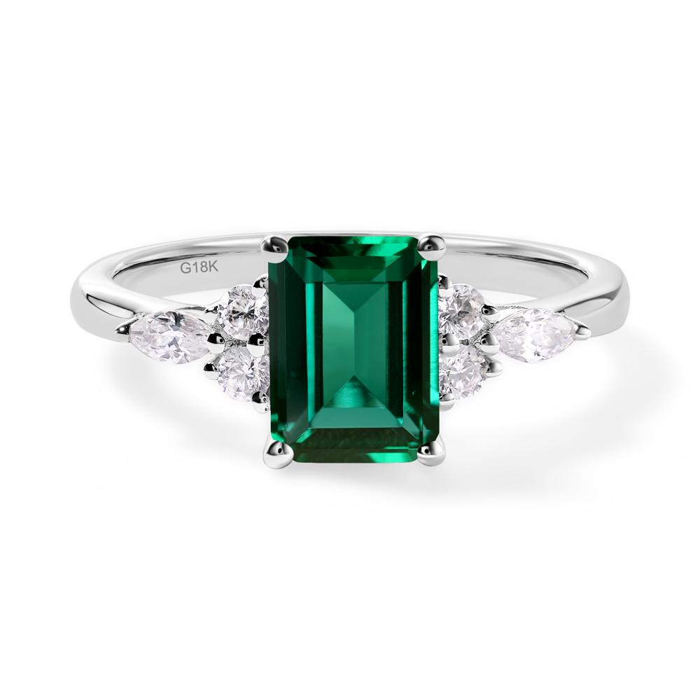 Simple Emerald Cut Emerald Ring - LUO Jewelry #metal_18k white gold