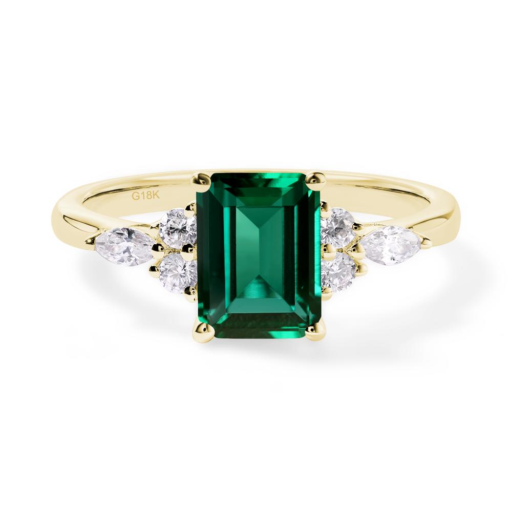 Simple Emerald Cut Emerald Ring - LUO Jewelry #metal_18k yellow gold