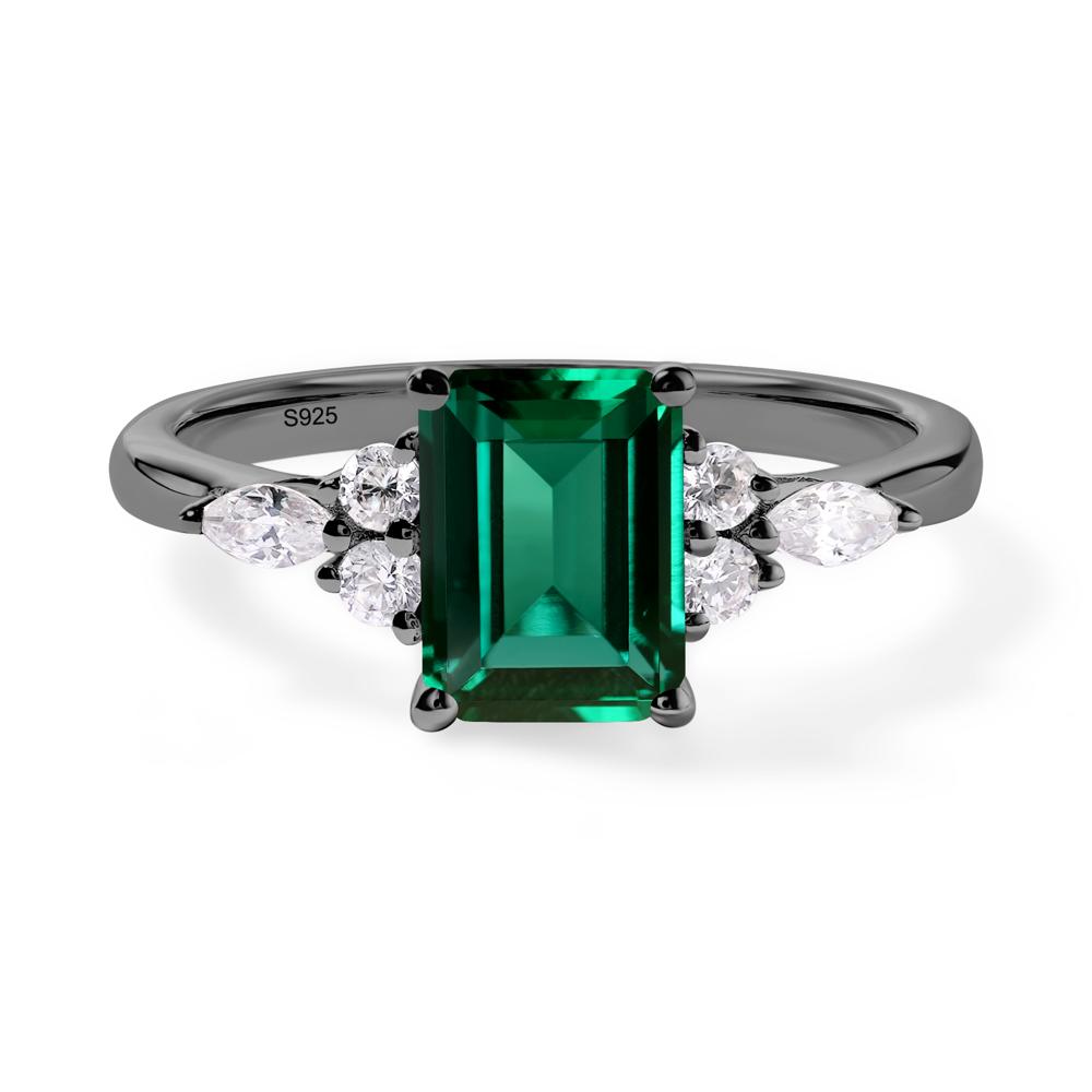 Simple Emerald Cut Emerald Ring - LUO Jewelry #metal_black finish sterling silver