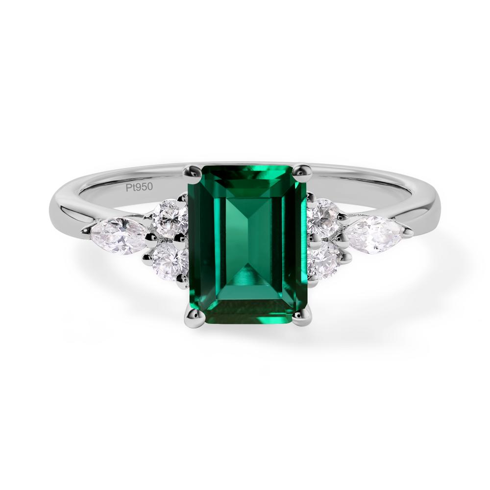 Simple Emerald Cut Emerald Ring - LUO Jewelry #metal_platinum