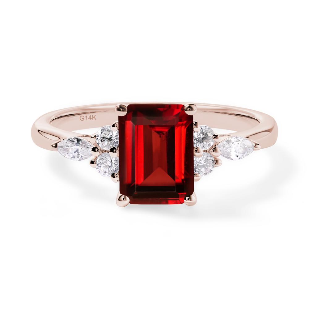 Simple Emerald Cut Garnet Ring - LUO Jewelry #metal_14k rose gold