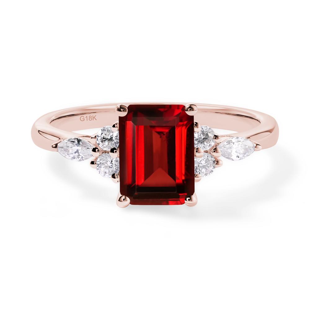 Simple Emerald Cut Garnet Ring - LUO Jewelry #metal_18k rose gold