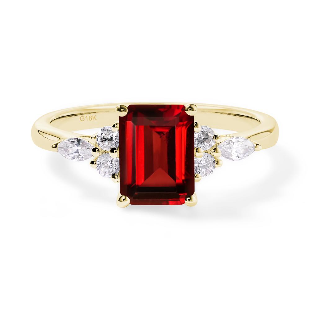 Simple Emerald Cut Garnet Ring - LUO Jewelry #metal_18k yellow gold