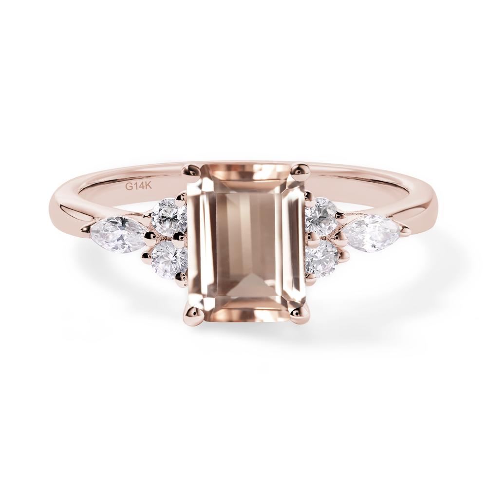 Simple Emerald Cut Morganite Ring - LUO Jewelry #metal_14k rose gold