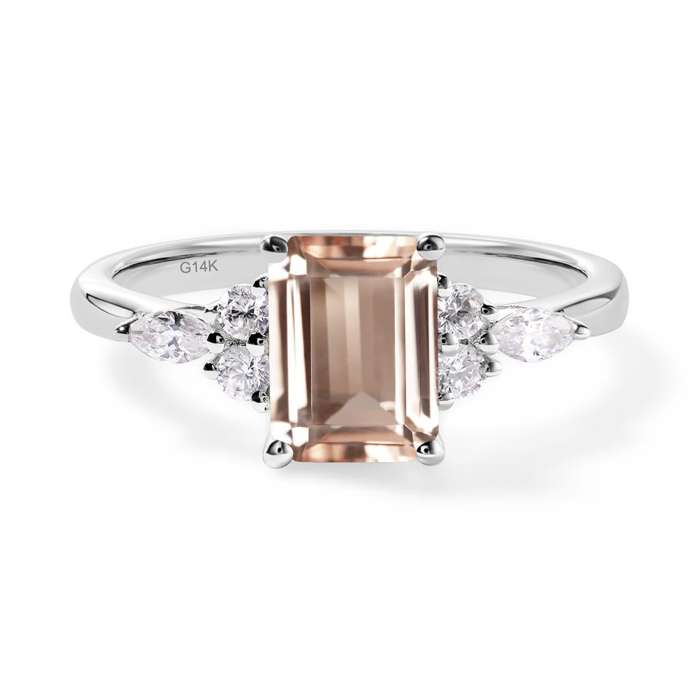Simple Emerald Cut Morganite Ring - LUO Jewelry #metal_14k white gold