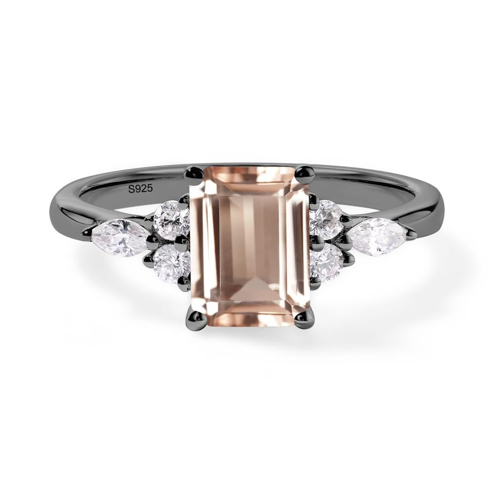 Simple Emerald Cut Morganite Ring - LUO Jewelry #metal_black finish sterling silver