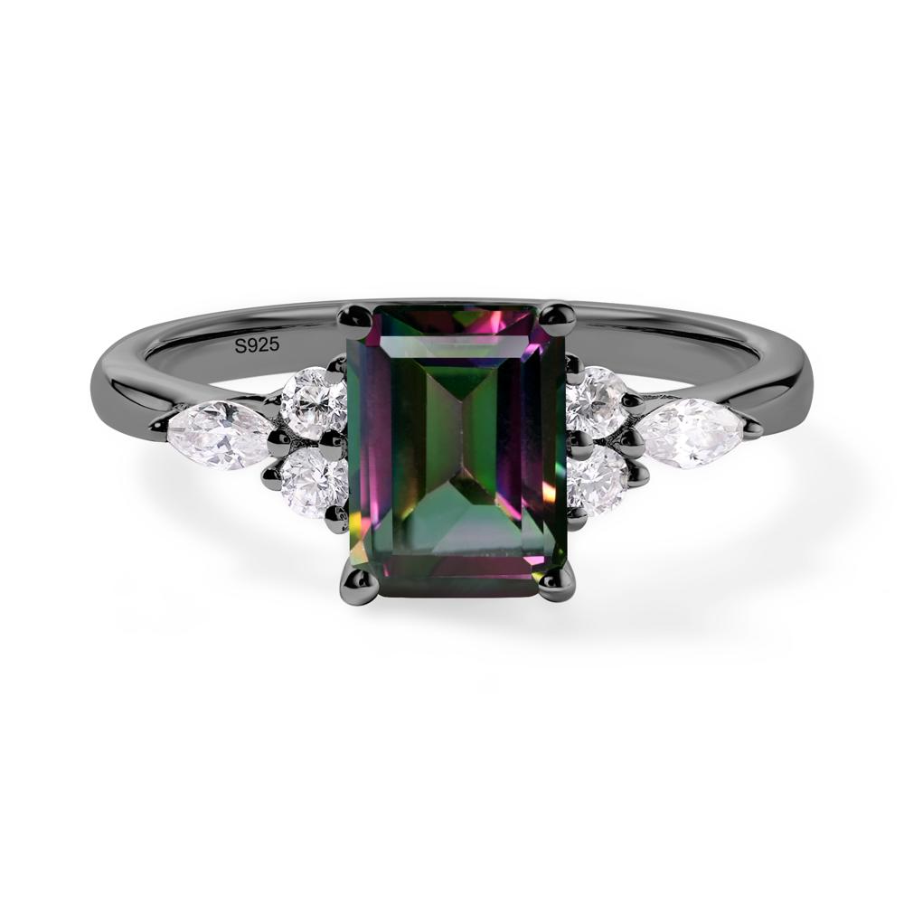 Simple Emerald Cut Mystic Topaz Ring - LUO Jewelry #metal_black finish sterling silver