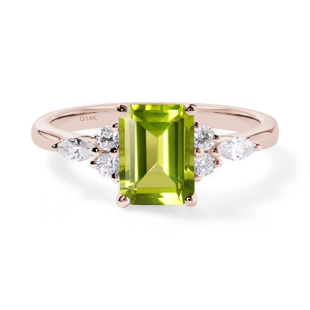 Simple Emerald Cut Peridot Ring - LUO Jewelry #metal_14k rose gold