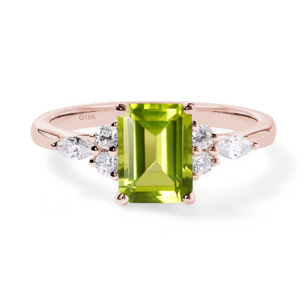 Simple Emerald Cut Peridot Ring - LUO Jewelry #metal_18k rose gold