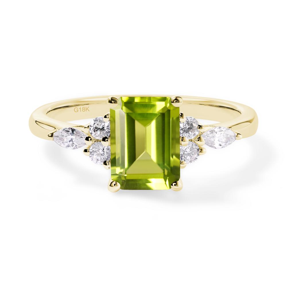 Simple Emerald Cut Peridot Ring - LUO Jewelry #metal_18k yellow gold