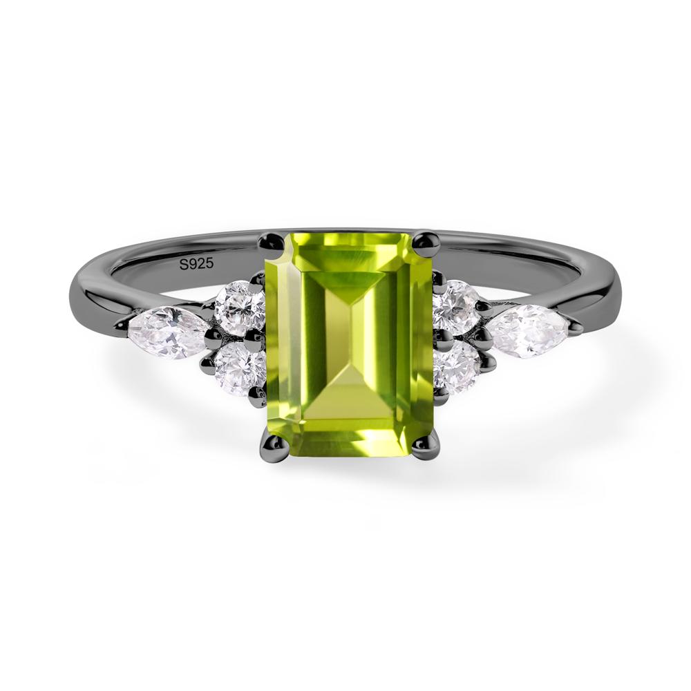 Simple Emerald Cut Peridot Ring - LUO Jewelry #metal_black finish sterling silver