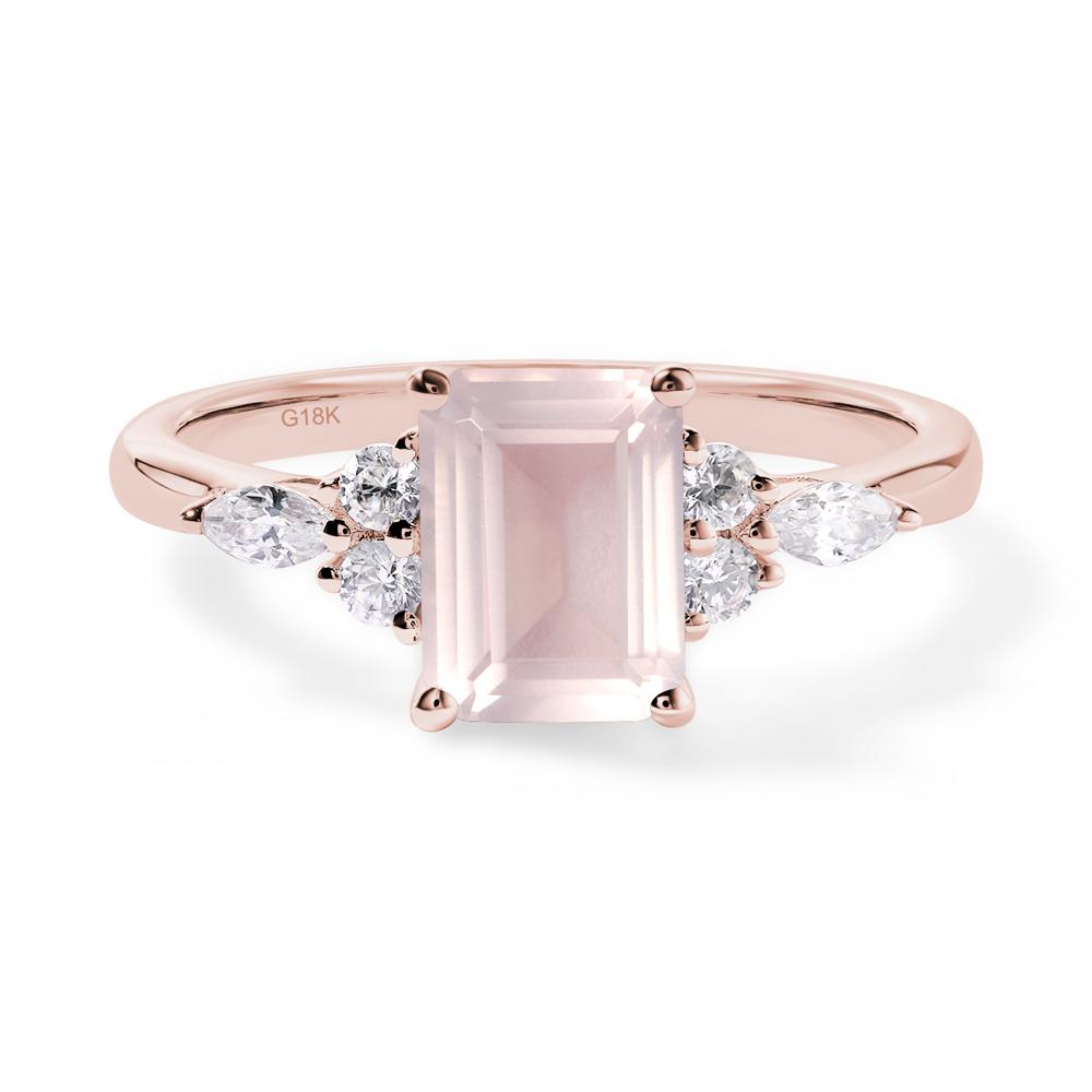 Simple Emerald Cut Rose Quartz Ring - LUO Jewelry #metal_18k rose gold