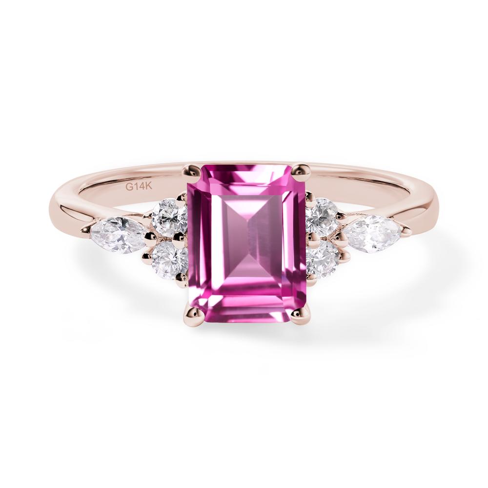 Simple Emerald Cut Pink Sapphire Ring - LUO Jewelry #metal_14k rose gold