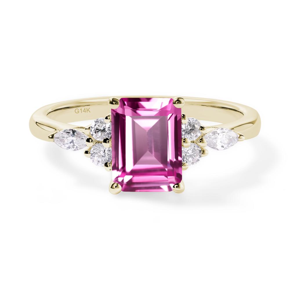 Simple Emerald Cut Pink Sapphire Ring - LUO Jewelry #metal_14k yellow gold