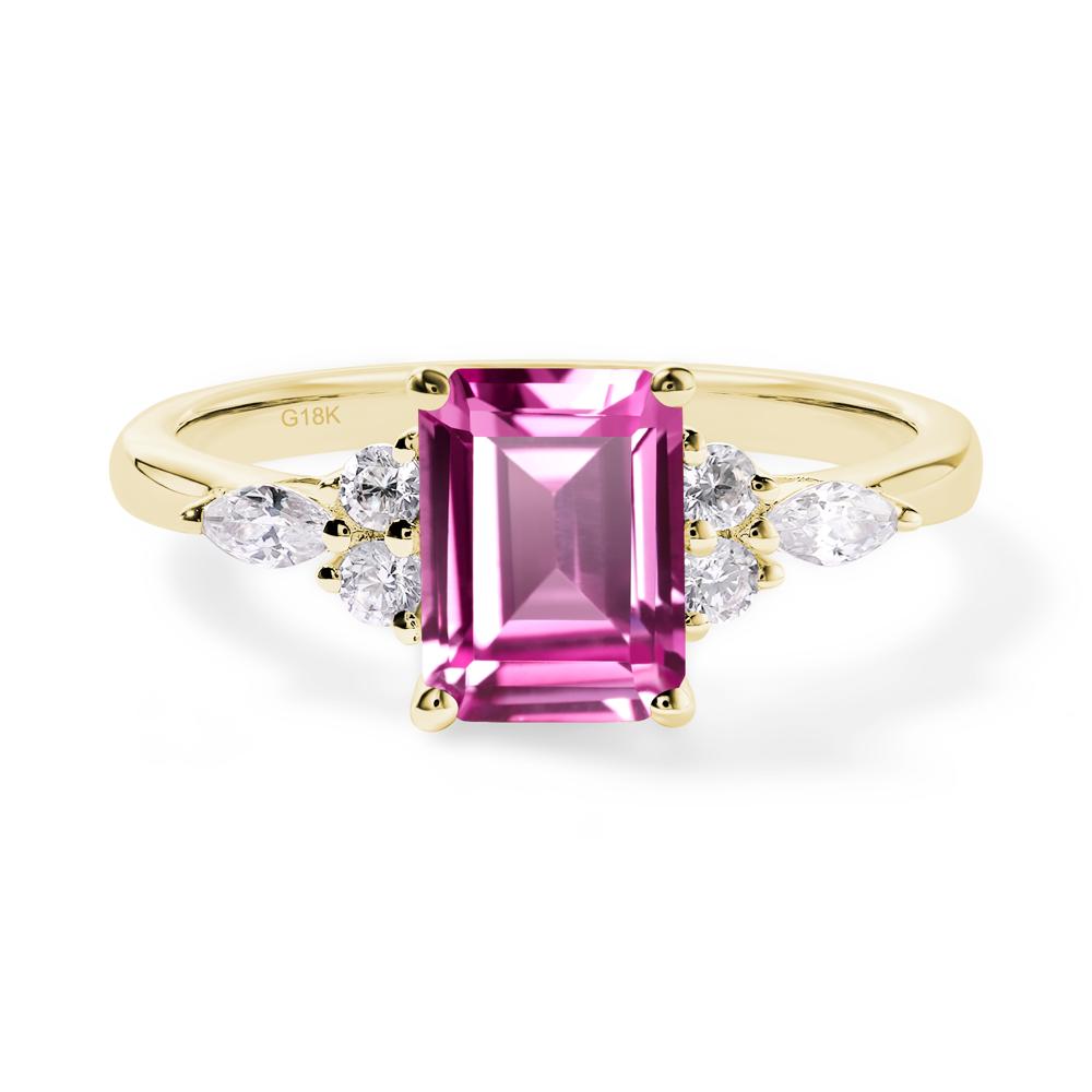 Simple Emerald Cut Pink Sapphire Ring - LUO Jewelry #metal_18k yellow gold