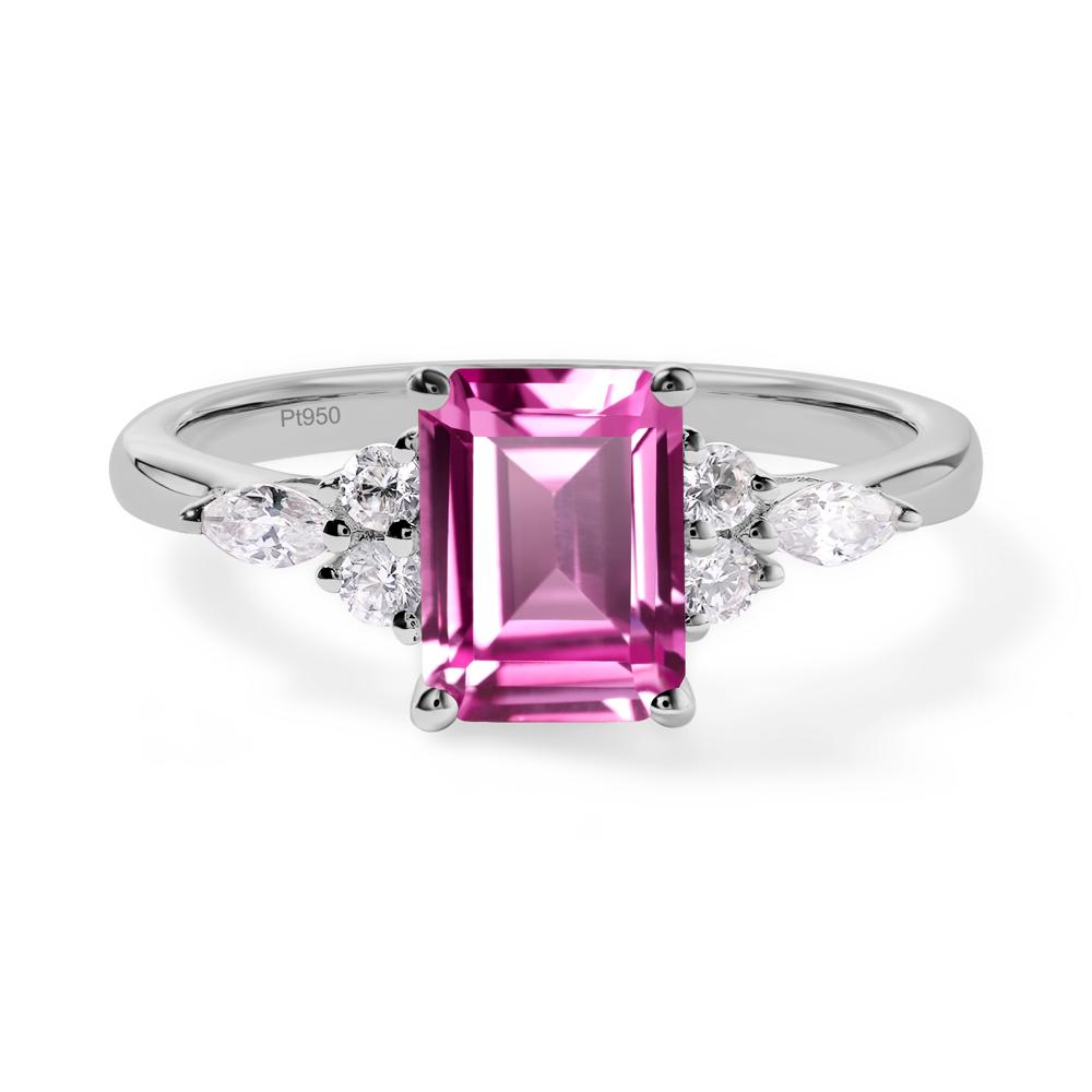 Simple Emerald Cut Pink Sapphire Ring - LUO Jewelry #metal_platinum