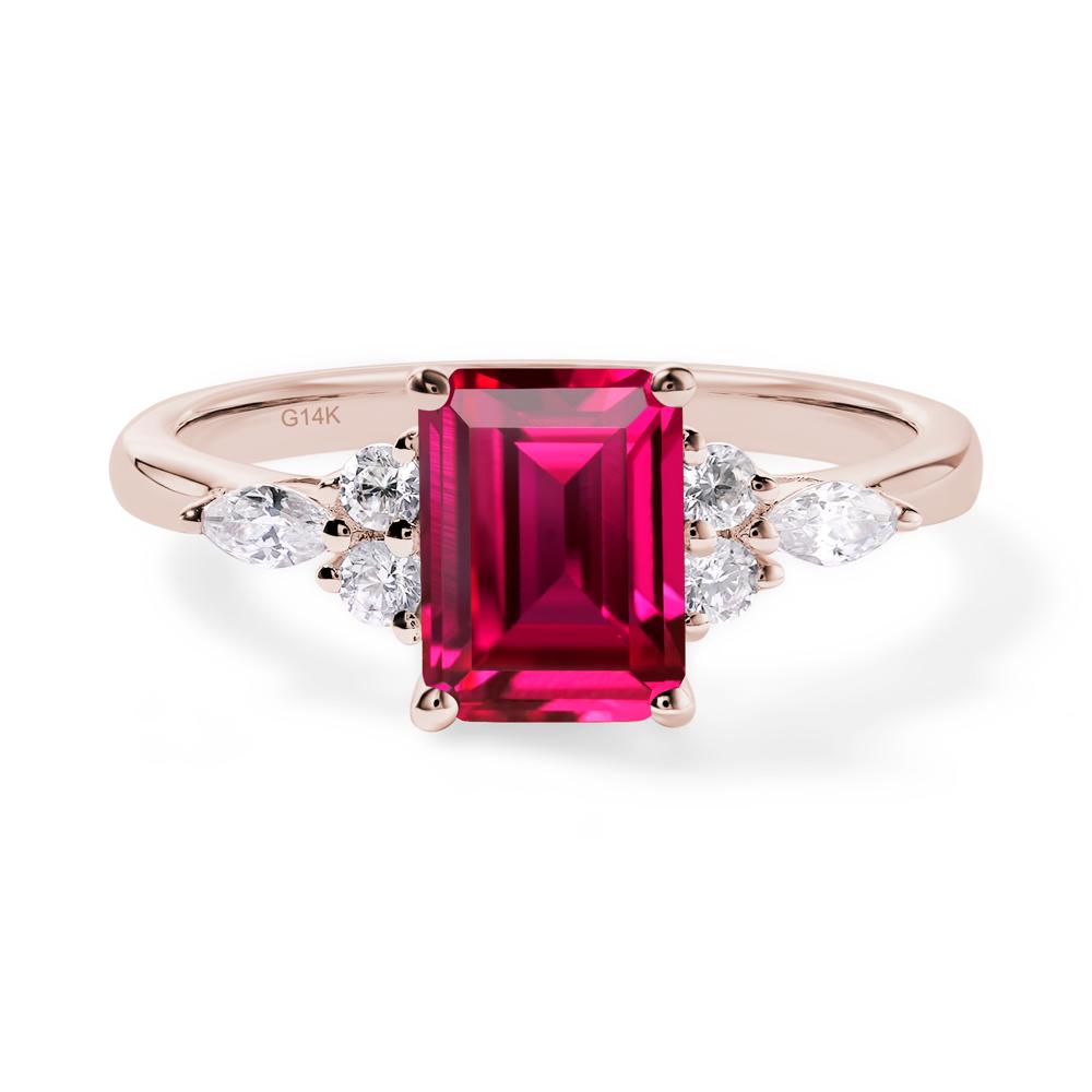 Simple Emerald Cut Ruby Ring - LUO Jewelry #metal_14k rose gold