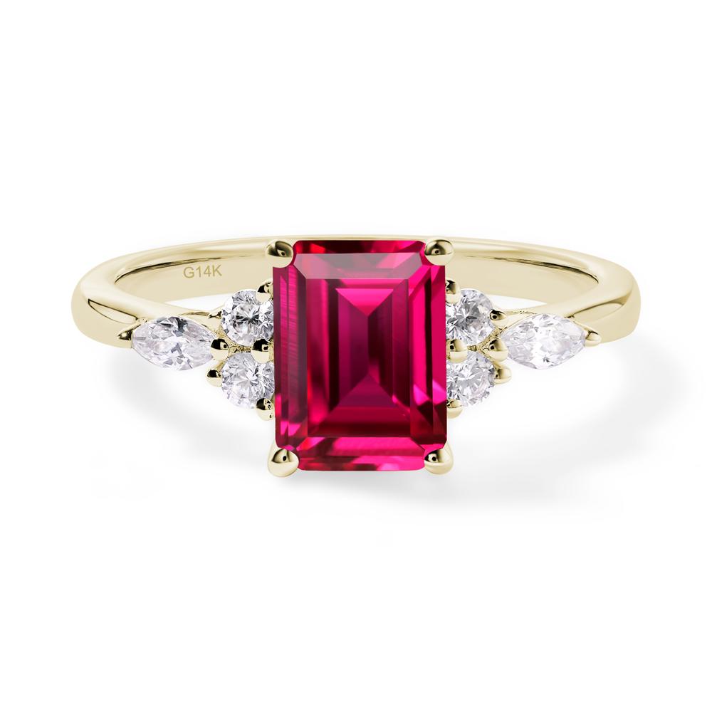 Simple Emerald Cut Ruby Ring - LUO Jewelry #metal_14k yellow gold