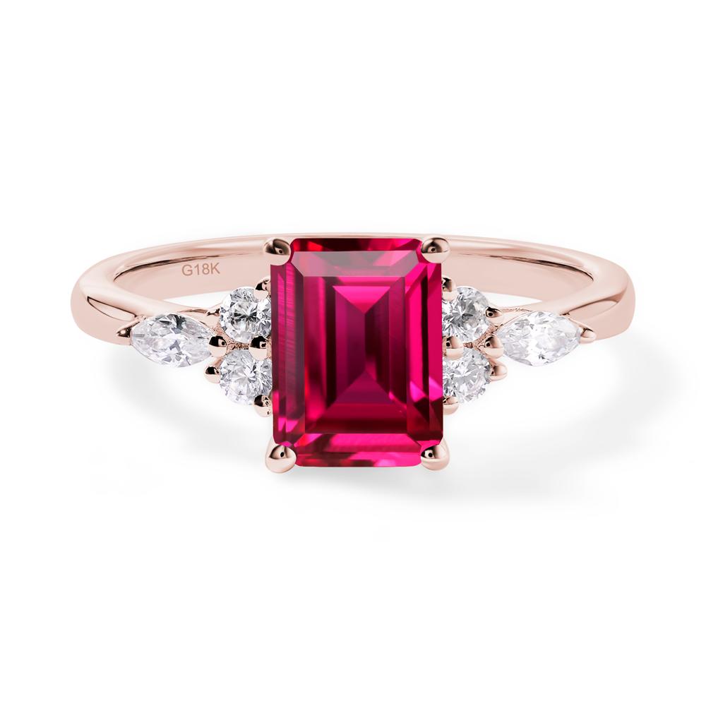 Simple Emerald Cut Ruby Ring - LUO Jewelry #metal_18k rose gold