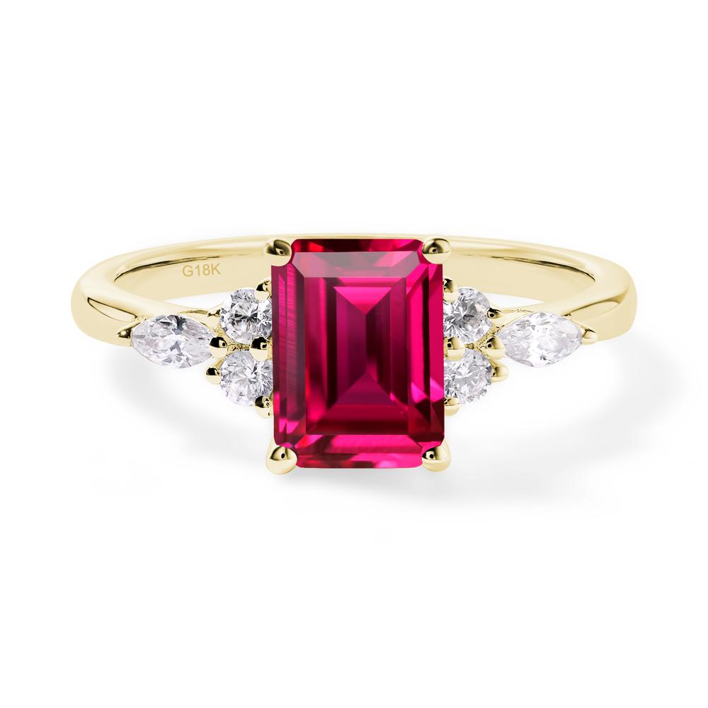 Simple Emerald Cut Ruby Ring - LUO Jewelry #metal_18k yellow gold