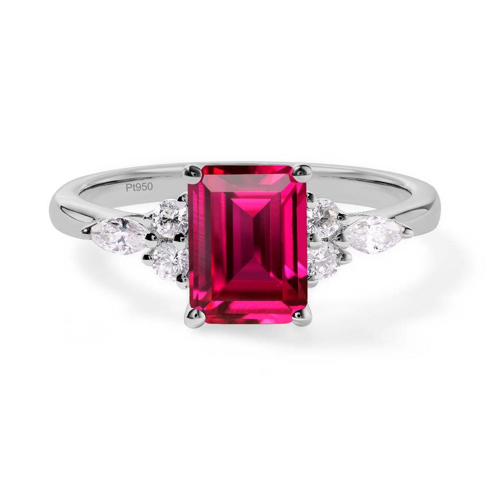 Simple Emerald Cut Ruby Ring - LUO Jewelry #metal_platinum