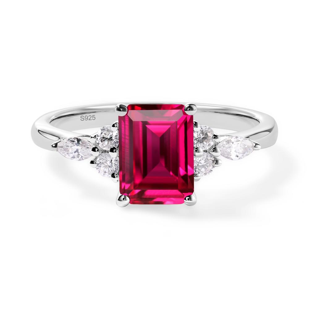 Simple Emerald Cut Ruby Ring - LUO Jewelry #metal_sterling silver