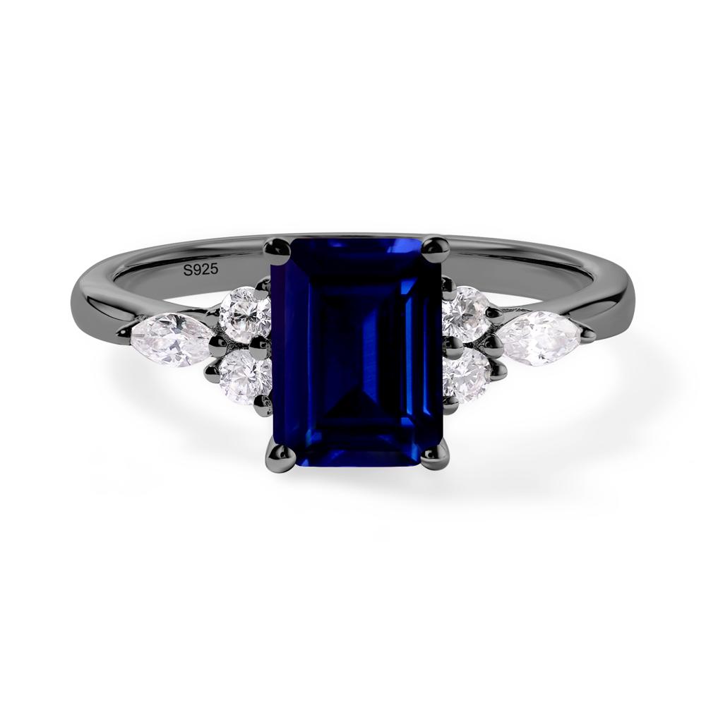 Simple Emerald Cut Sapphire Ring - LUO Jewelry #metal_black finish sterling silver