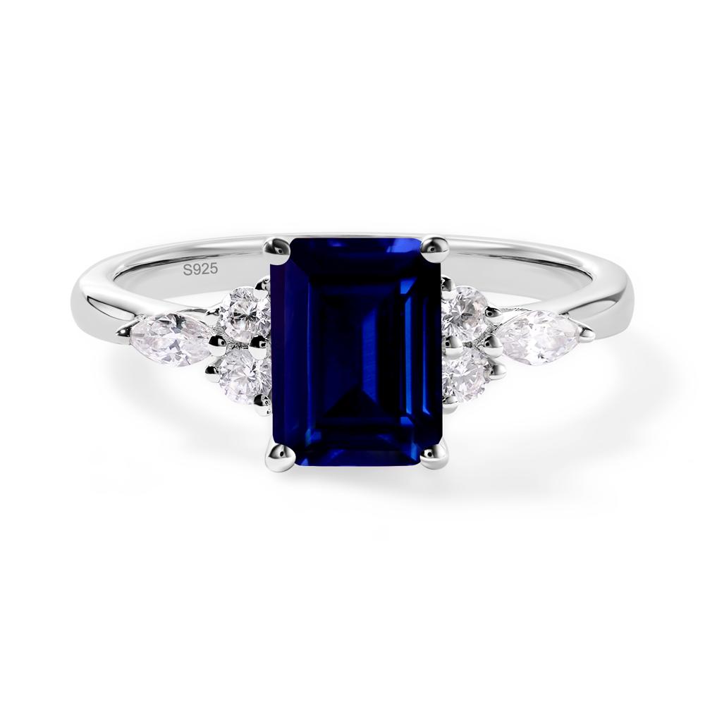 Simple Emerald Cut Sapphire Ring - LUO Jewelry #metal_sterling silver