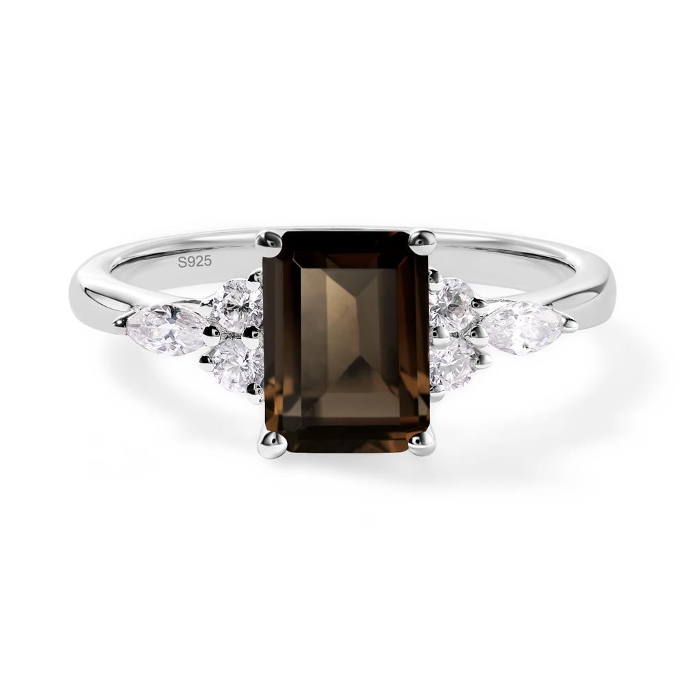 Simple Emerald Cut Smoky Quartz Ring - LUO Jewelry #metal_sterling silver