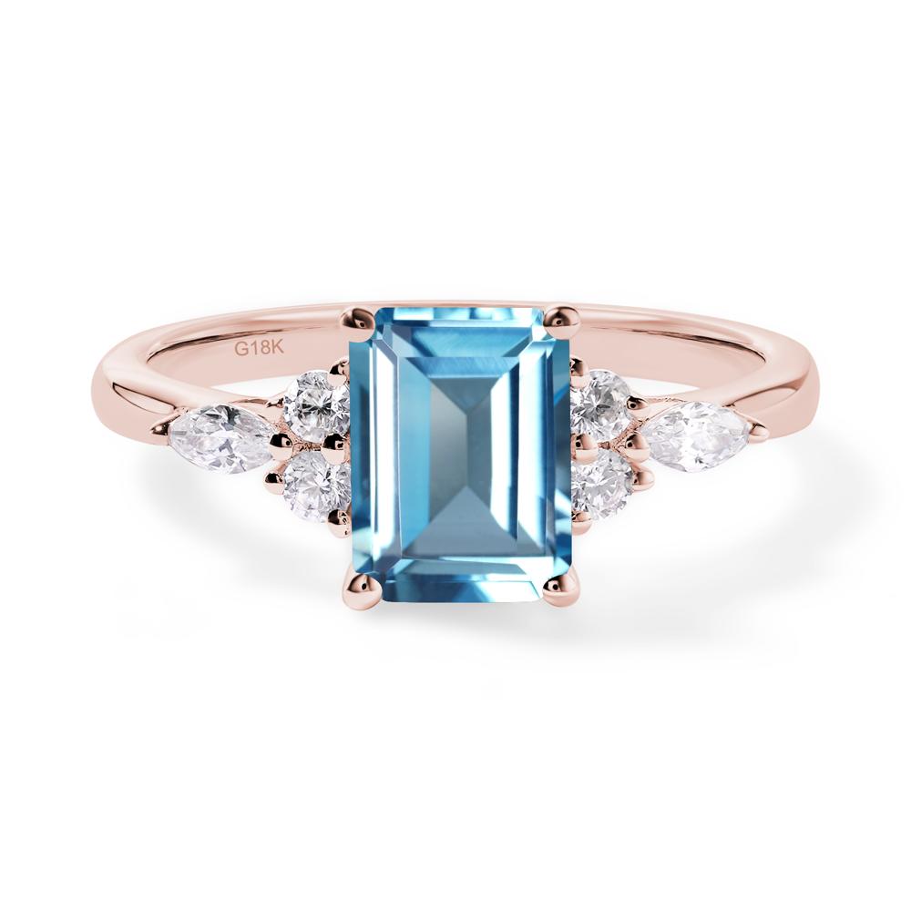 Simple Emerald Cut Swiss Blue Topaz Ring - LUO Jewelry #metal_18k rose gold