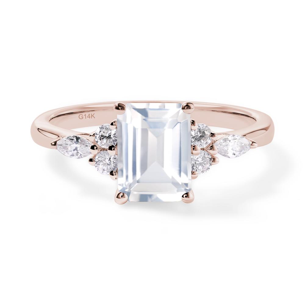Simple Emerald Cut White Topaz Ring - LUO Jewelry #metal_14k rose gold