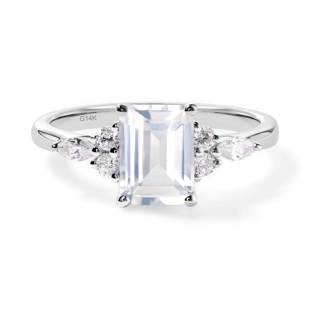Simple Emerald Cut White Topaz Ring - LUO Jewelry #metal_14k white gold