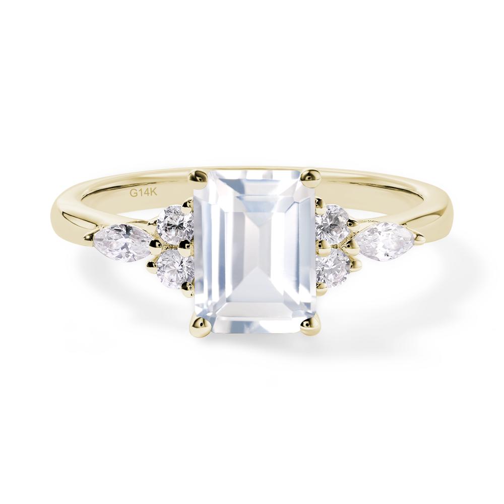 Simple Emerald Cut White Topaz Ring - LUO Jewelry #metal_14k yellow gold